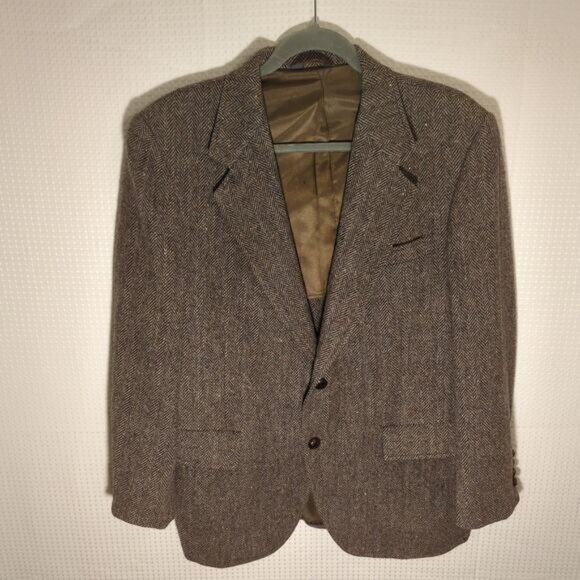 Kuppenheimer KUPP Wool Blazer 40 Brown Herringbone Tweed Jacket USA VTG Menswear - Picture 1 of 8